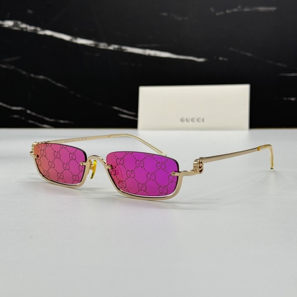 NEW AUTHENTIC GUCCI MICRO METAL GUCCI SUNGLASSES WITH GG LENSES - Picture 7 of 15